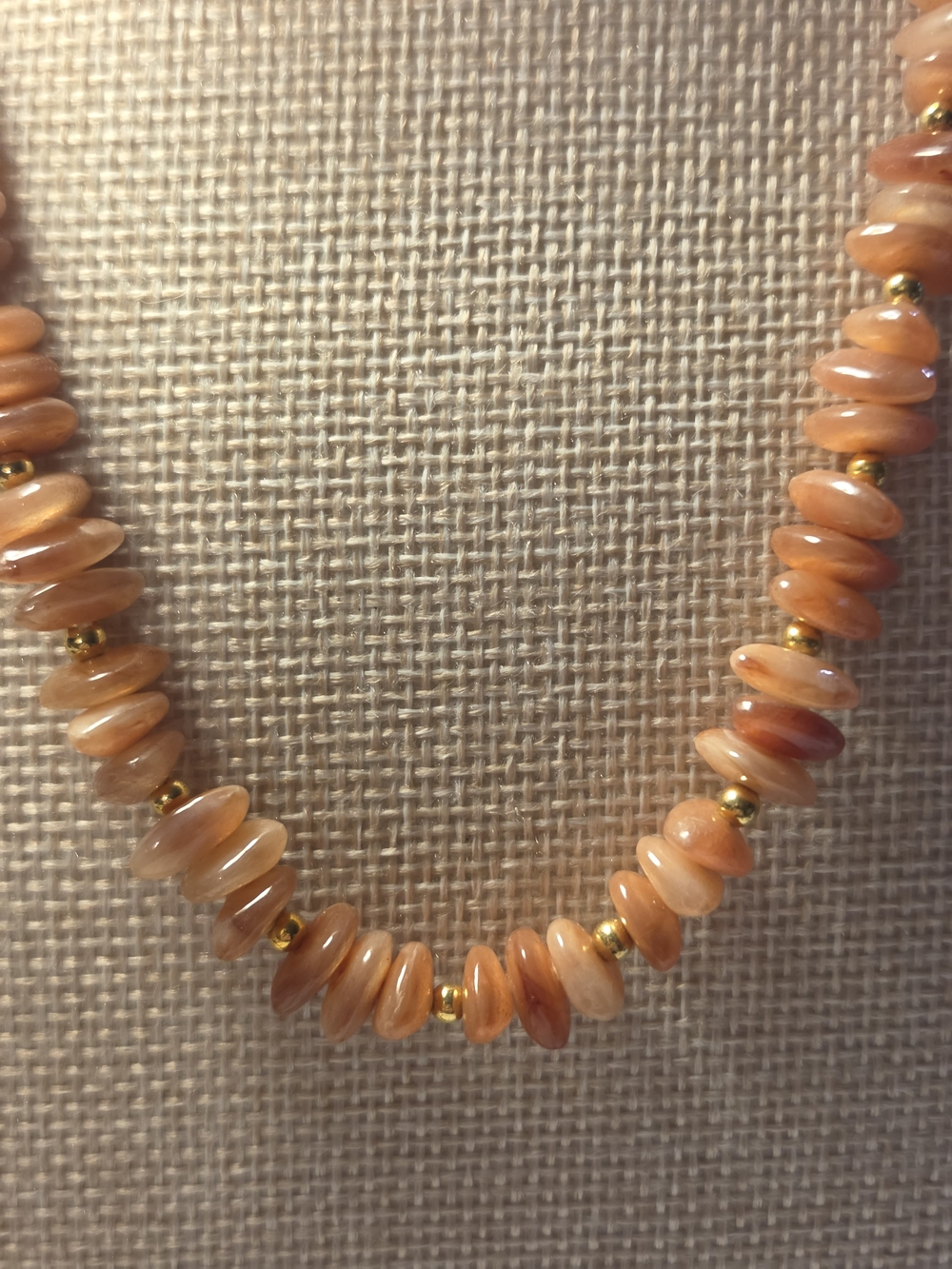Peach Shell Bead Necklace with Gold Accents